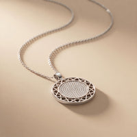 1.15CTW Round Pave Lab Grown Diamond Geometric Medallion Pendant for Women White