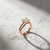 2 CTW Cushion Cut Lab Grown Diamond Engagement Ring, Twin Shank Rose Gold