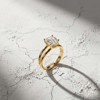 2 CTW Cushion Cut Lab Grown Diamond Engagement Ring, Twin Shank Gold