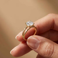 2 CTW Cushion Cut Lab Grown Diamond Engagement Ring, Twin Shank Gold