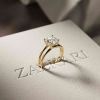 2 CTW Cushion Cut Lab Grown Diamond Engagement Ring, Twin Shank Gold