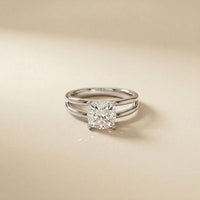 2 CTW Cushion Cut Lab Grown Diamond Engagement Ring, Twin Shank White