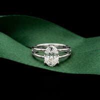 Oval Lab Grown Diamond Split Shank Engagement Ring For Women White