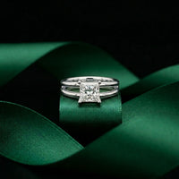 Princess Cut Lab Grown Diamond Split Shank Engagement Ring For Women White