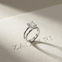 Emerald Cut 2 Carat Lab Grown Diamond Split Shank Engagement Ring For Women White