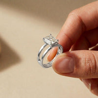 Emerald Cut 2 Carat Lab Grown Diamond Split Shank Engagement Ring For Women White