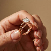 2Ct Asscher Cut Lab Grown Diamond Split Shank Engagement Ring For Girls Rose Gold