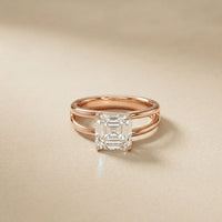 2Ct Asscher Cut Lab Grown Diamond Split Shank Engagement Ring For Girls Rose Gold