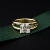 2Ct Asscher Cut Lab Grown Diamond Split Shank Engagement Ring For Girls Gold