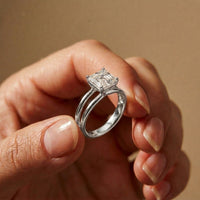 2Ct Asscher Cut Lab Grown Diamond Split Shank Engagement Ring For Girls White