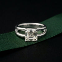 2Ct Asscher Cut Lab Grown Diamond Split Shank Engagement Ring For Girls White