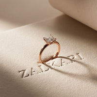 Asscher Cut Lab Grown Diamond Solitaire Engagement Ring 2 Carat Rose Gold