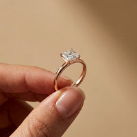 Asscher Cut Lab Grown Diamond Solitaire Engagement Ring 2 Carat Rose Gold