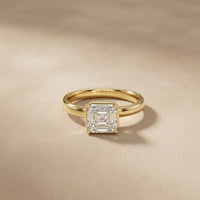 Asscher Cut Lab Grown Diamond Solitaire Engagement Ring 2 Carat Gold