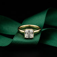 Asscher Cut Lab Grown Diamond Solitaire Engagement Ring 2 Carat Gold