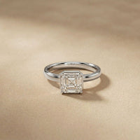 Asscher Cut Lab Grown Diamond Solitaire Engagement Ring 2 Carat White