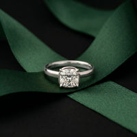 2CTW Cushion Cut Lab Grown Diamond Solitaire Engagement Ring For Women White