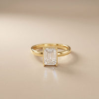 2 Carat Emerald Cut Lab Grown Diamond Solitaire Anniversary Ring Gold