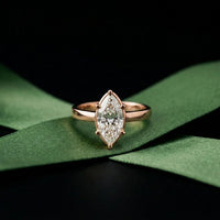 1.5CT Marquise Cut Lab Grown Diamond Celestia Engagement Ring For Women Rose Gold