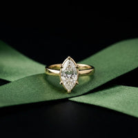 1.5CT Marquise Cut Lab Grown Diamond Celestia Engagement Ring For Women Gold
