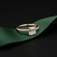 1.50 CTW Asscher Cut Lab Grown Diamond Pave Engagement Ring Rose Gold