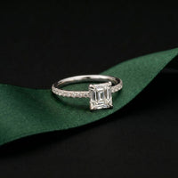 1.50 CTW Asscher Cut Lab Grown Diamond Pave Engagement Ring White