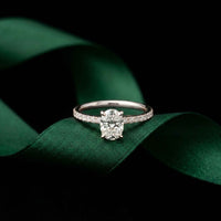 1.50 CTW Oval Lab Grown Diamond Hidden Halo Engagement Ring For Women White