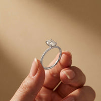 1.50 CTW Oval Lab Grown Diamond Hidden Halo Engagement Ring For Women White
