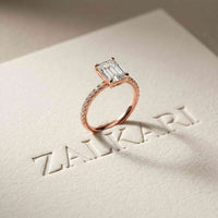 1.50 CTW Emerald Cut Lab Grown Diamond Petite Pave Ring Rose Gold