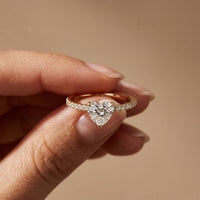 1.50 CTW Heart Cut Lab Grown Diamond Pave Promise Ring Gold