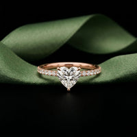 1.50 CTW Heart Cut Lab Grown Diamond Pave Promise Ring Gold