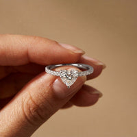 1.50 CTW Heart Cut Lab Grown Diamond Pave Promise Ring White