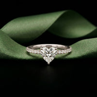 1.50 CTW Heart Cut Lab Grown Diamond Pave Promise Ring White