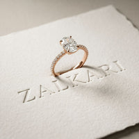 1.50 CTW Oval Lab Grown Diamond Accent Engagement Ring Rose Gold