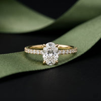 1.50 CTW Oval Lab Grown Diamond Accent Engagement Ring Gold