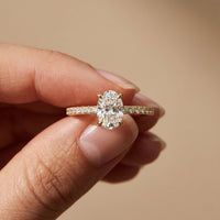 1.50 CTW Oval Lab Grown Diamond Accent Engagement Ring Gold