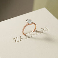 1.50 CTW Pear Lab Grown Diamond Petite Pave Engagement Ring For Girls Rose Gold