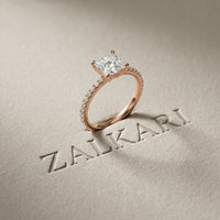 1.50 CTW Princess Cut Lab Grown Diamond Micro Pave Ring Rose Gold