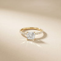 1.50 CTW Princess Cut Lab Grown Diamond Micro Pave Ring Gold