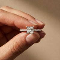 1.50 CTW Princess Cut Lab Grown Diamond Micro Pave Ring White