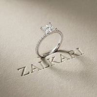 1.50 CTW Princess Cut Lab Grown Diamond Micro Pave Ring White