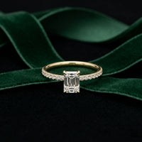 1.50 CTW Emerald Cut Lab Grown Diamond Rosavelle Ring Gold