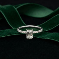 1.50 CTW Emerald Cut Lab Grown Diamond Rosavelle Ring White