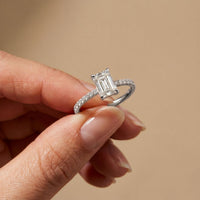 1.50 CTW Emerald Cut Lab Grown Diamond Rosavelle Ring White