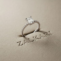 1.50 CTW Emerald Cut Lab Grown Diamond Rosavelle Ring White
