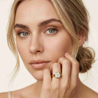 2 CTW Asscher Cut Lab Grown Diamond Bezel Set Montrielle Ring Gold