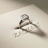 2 CTW Asscher Cut Lab Grown Diamond Bezel Set Montrielle Ring White