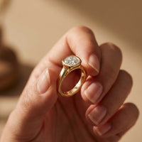 2 CTW Cushion Cut Lab Grown Diamond Bezel Set Elarisse Ring Gold