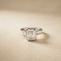 Velmira 2 CTW Emerald Cut Lab Grown Diamond Bezel Set Ring White