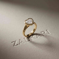 Amorette 2 CTW Heart Cut Lab Grown Diamond Bezel Set Ring For Women Gold